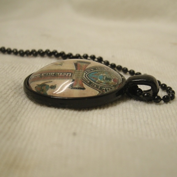 Egyptian Ankh Glass Cabochon Pendant Necklace - Picture 5 of 8